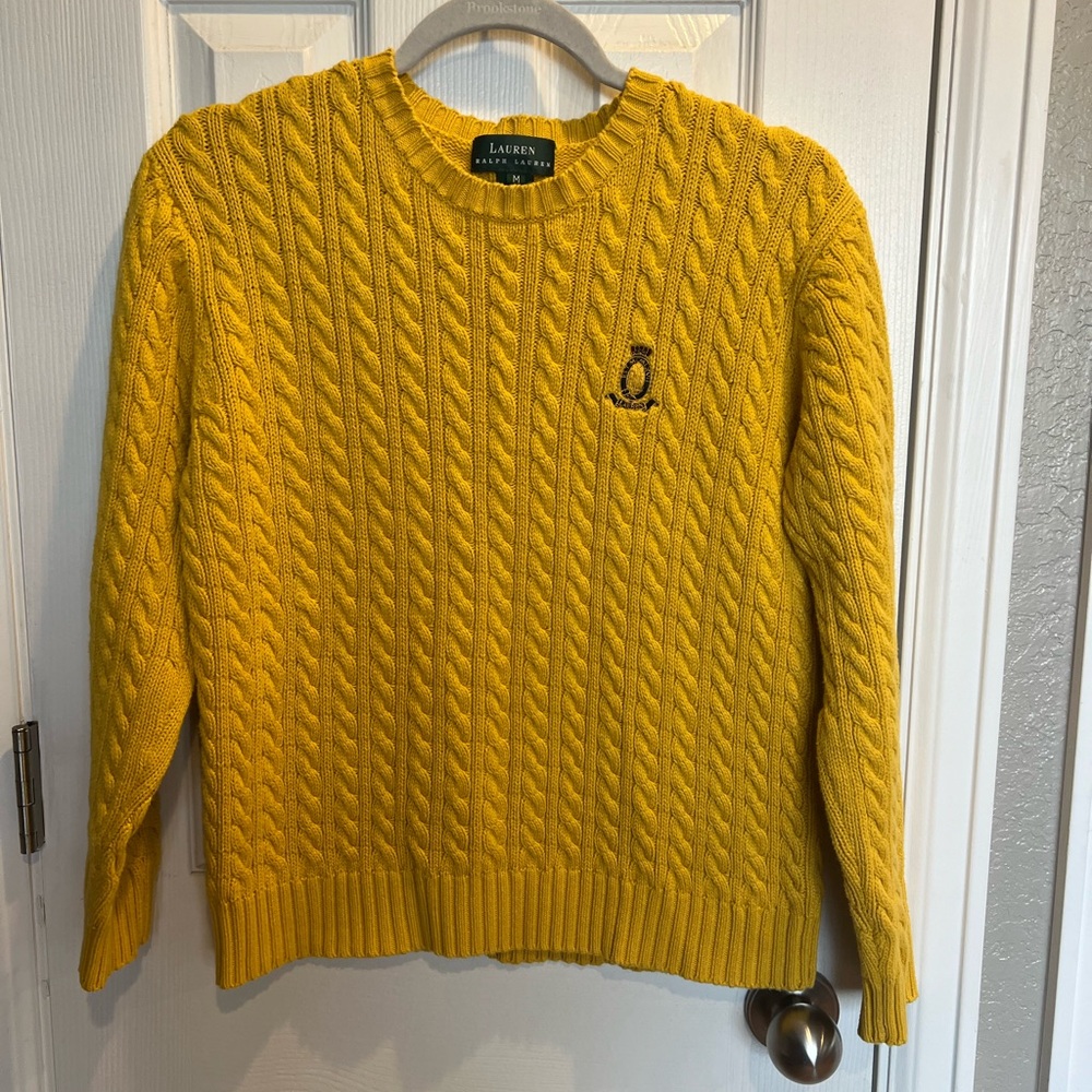 Ralph Lauren Mustard Cable Knit Crewneck Sweater